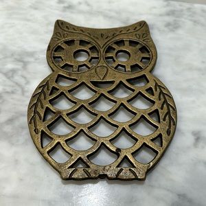 Metal Gold Owl Pot Holder Trivet